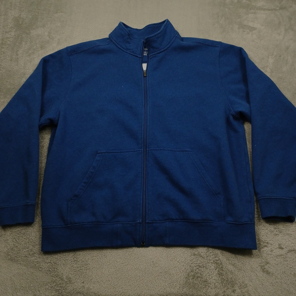 LL Bean Jacket Mens XL Blue Full ZIp Fleece Outdoor Pockets Casual